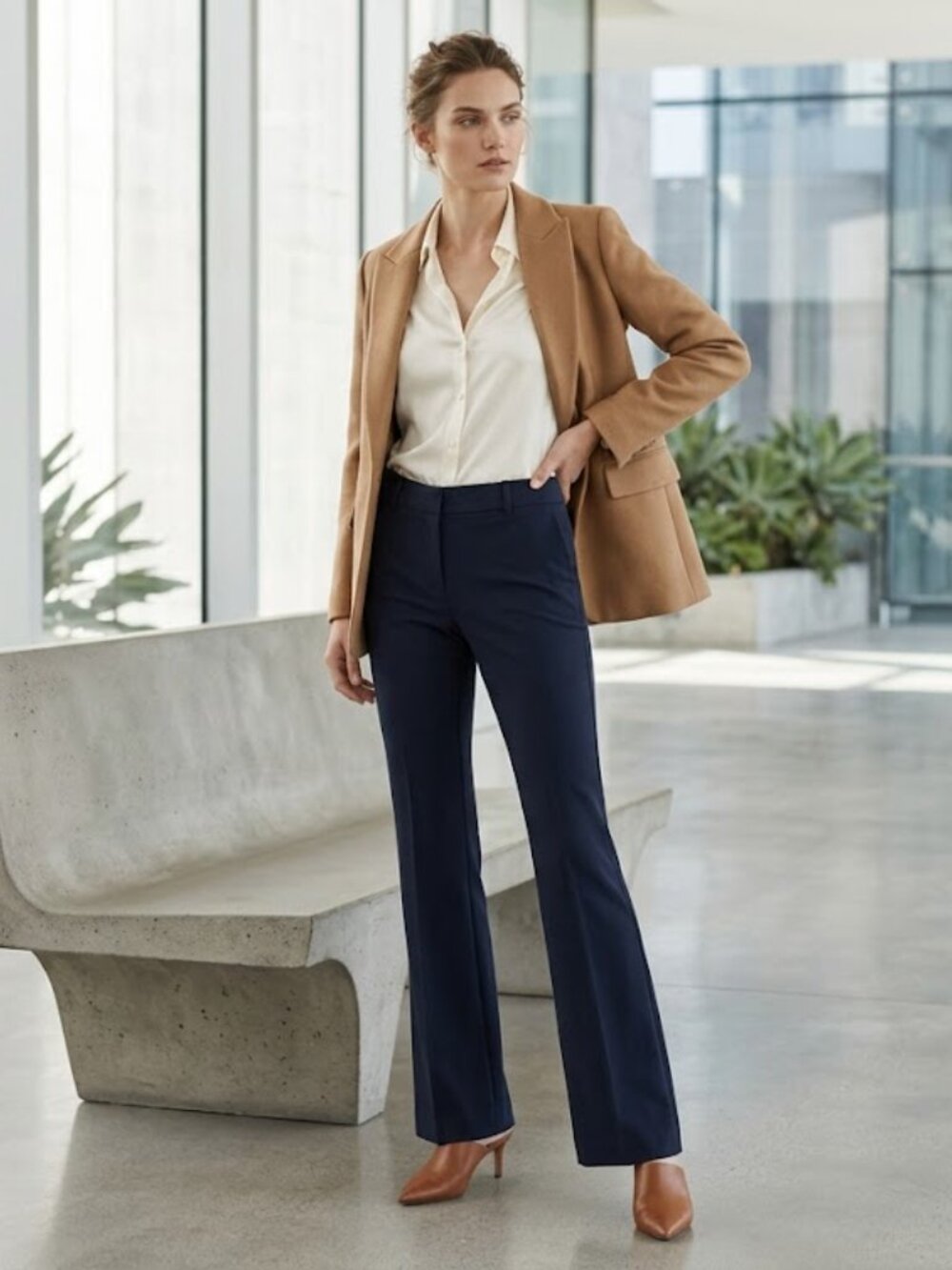 BCBGMAXAZRIA Carla Slim Flare Navy Dress Pants Sz 0
